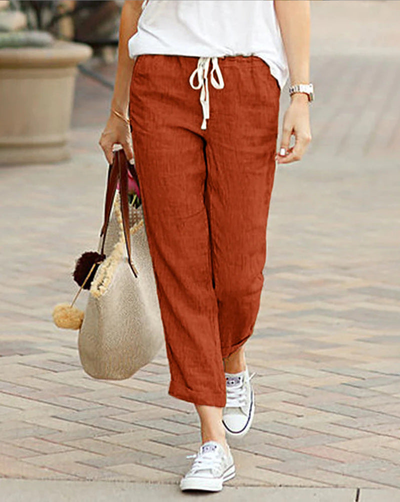 Florine | Women's Trousers | Relaxed Fit, Drawstring Waist | Full Length