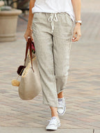 Florine | Women's Trousers | Relaxed Fit, Drawstring Waist | Full Length