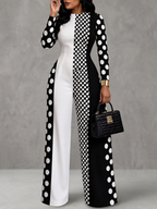 Women Jumpsuits Polka Dot Contrast Color Long Sleeve High Waist | Clea
