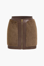 Xanthe | Faux Leather Co-ord Set | Women's Top & Mini Skirt | Faux Fur Trim