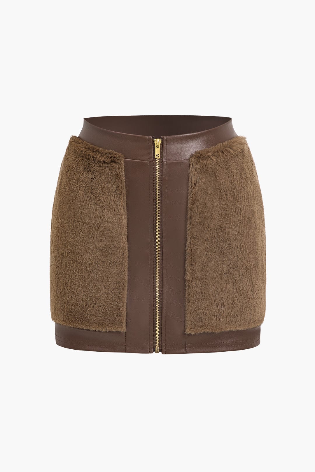 Xanthe | Faux Leather Co-ord Set | Women's Top & Mini Skirt | Faux Fur Trim