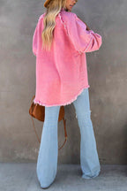 Women Denim Jacket Oversized Fringe Detail