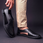 Men's Leather Mules | Backless Slip-On Textured Comfort Shoes