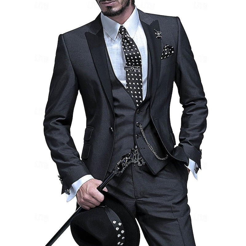 Men 3 Piece Suit Blazer Waistcoat Trousers