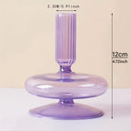 Indra | Glass Candlestick Set | Minimalist Table Decor | Lacquered, Romantic