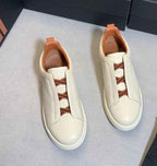 Men's Leather Sneakers | Low-Top, Black | Casual