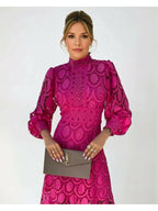 Women Lace Dress Elegant Floral Detail Midi | Hazel