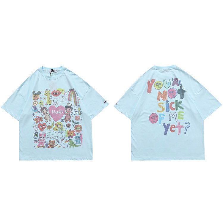 Graphic Tees Men Y2K Angels Print Oversized Streetwear Tee | Yara