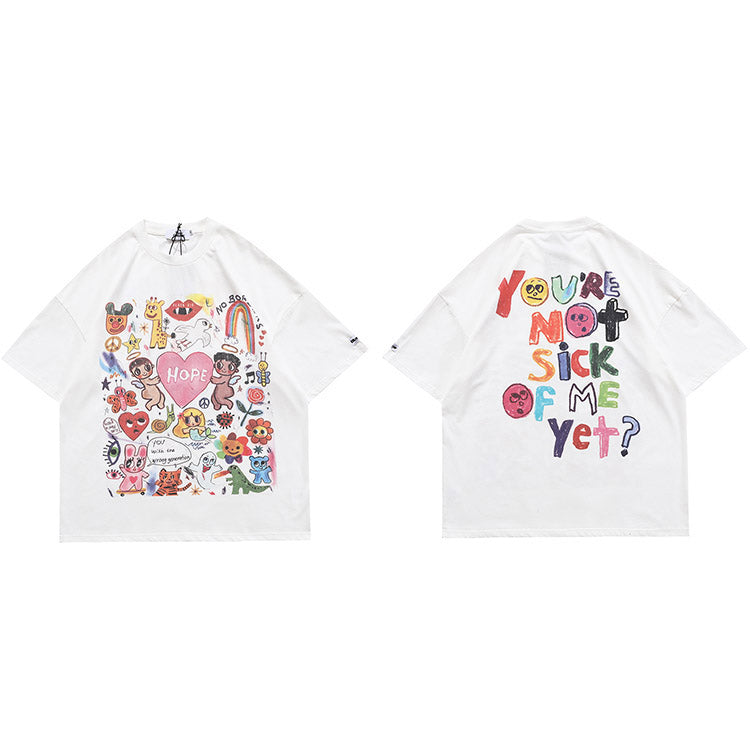 Graphic Tees Men Y2K Angels Print Oversized Streetwear Tee | Yara