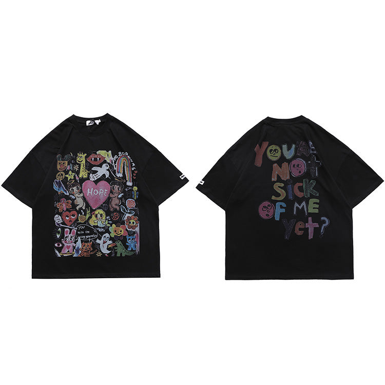 Graphic Tees Men Y2K Angels Print Oversized Streetwear Tee | Yara