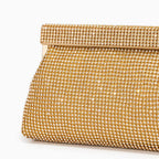 Linnea | Gold Evening Clutch Bag | Crystal Embellished, Snap Closure