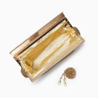 Linnea | Gold Evening Clutch Bag | Crystal Embellished, Snap Closure