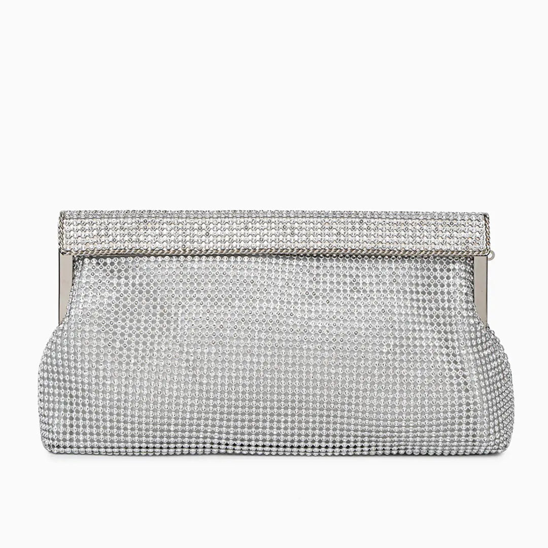 Linnea | Gold Evening Clutch Bag | Crystal Embellished, Snap Closure