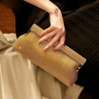Linnea | Gold Evening Clutch Bag | Crystal Embellished, Snap Closure