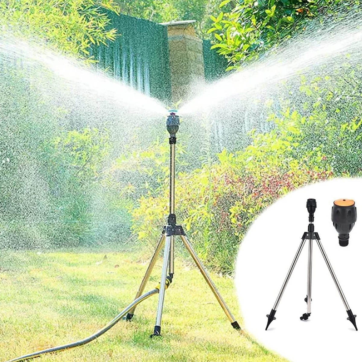 Automatic Rotating Garden Sprinkler Adjustable Tripod
