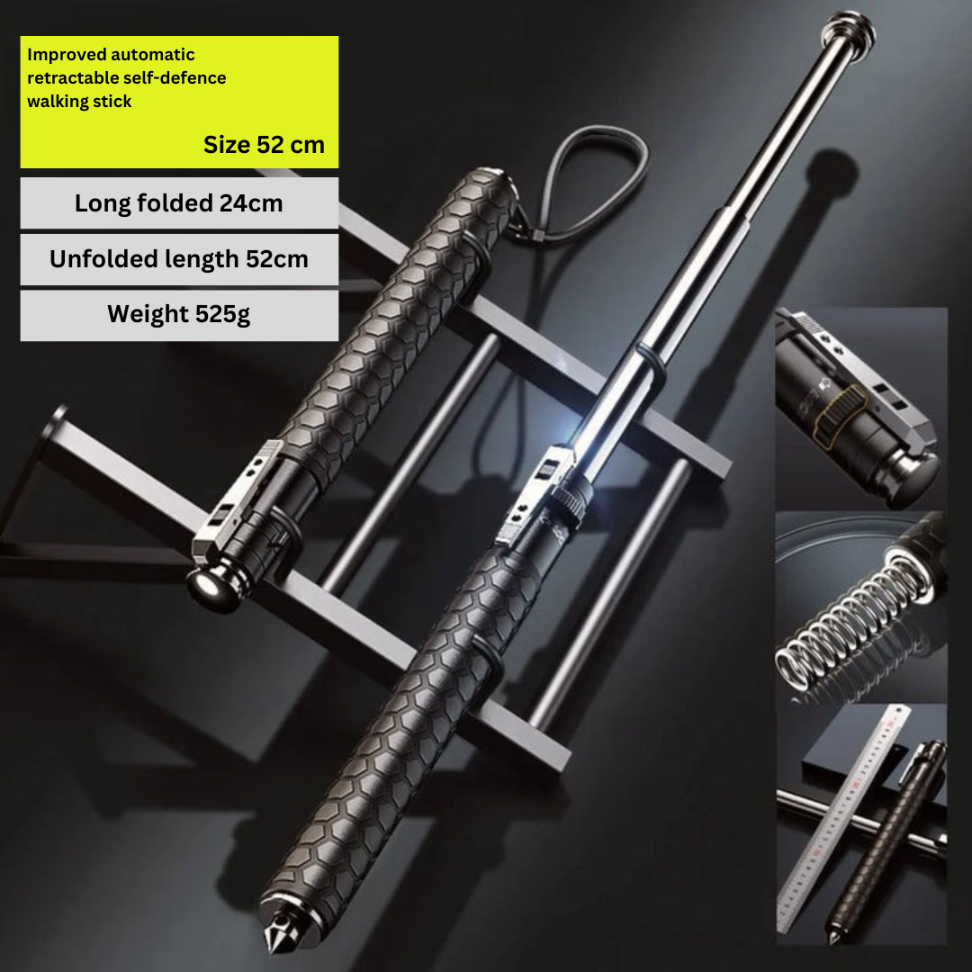 Gigi | Self-Defense Walking Stick | One-Click, Anti-Slip, Alloy | Urban Safety