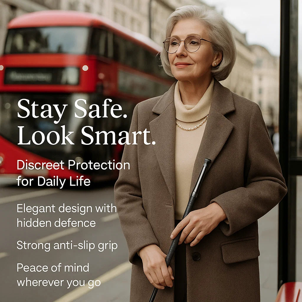 Lena | Self-Defense Walking Stick | Anti-Slip, One-Click, Alloy | Urban Safety