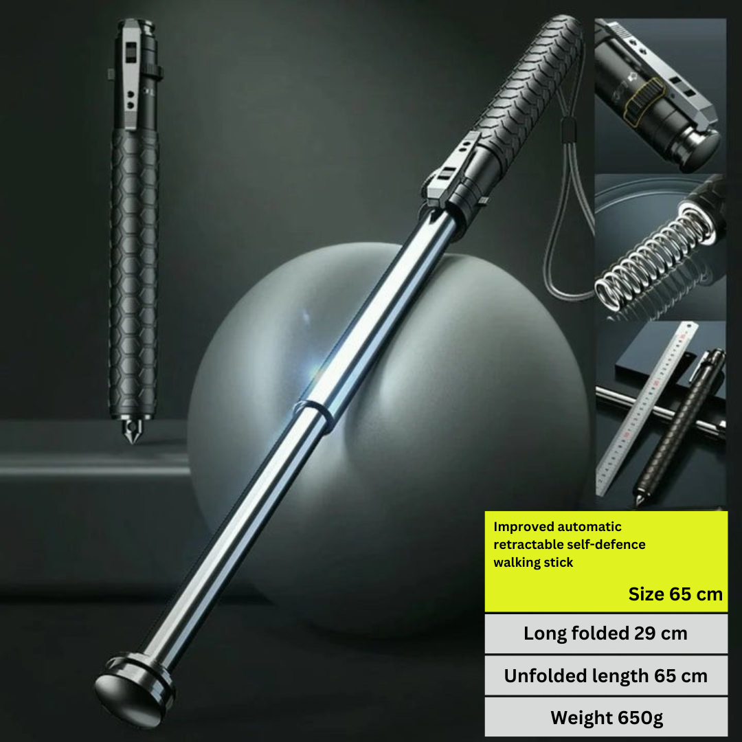 Gigi | Self-Defense Walking Stick | One-Click, Anti-Slip, Alloy | Urban Safety