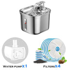 Stainless Steel Cat Water Fountain 73oz Triple Filtration