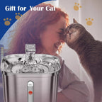 Stainless Steel Cat Water Fountain 73oz Triple Filtration