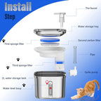 Stainless Steel Cat Water Fountain 73oz Triple Filtration