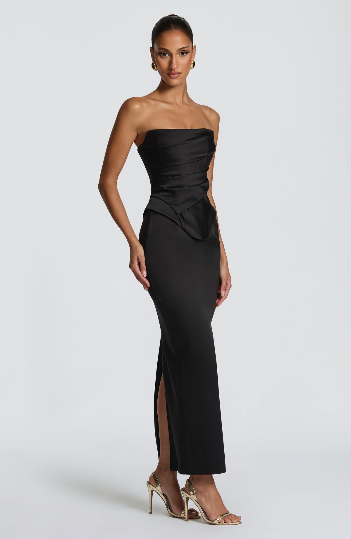 Corset Top Women Satin Strapless Boned Lace Up Back | Vianne