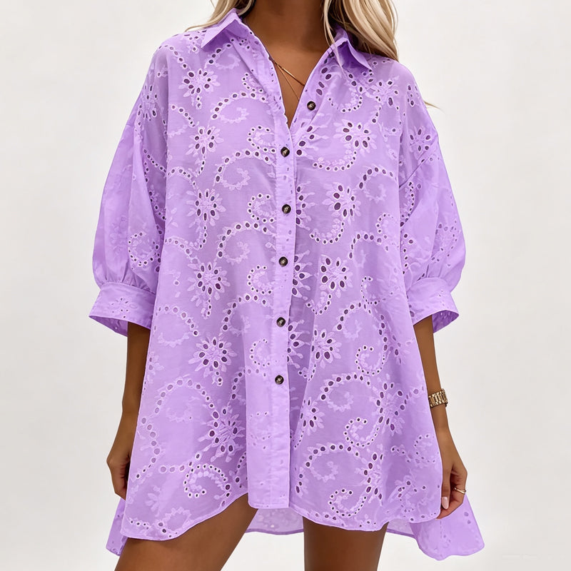 Jolie | Embroidered Button Dress | Women's Summer Dress | Oversized Fit