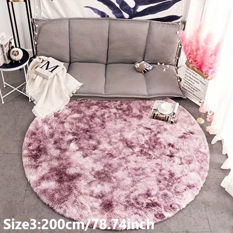 Delphine | Round Plush Rug | Tie-Dye, Soft & Non-Slip | Living Room, Bedroom