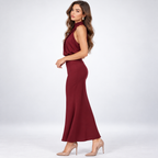 Satin Dress Women Midi Asymmetric Neckline Lightweight