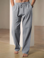 Sage | Men's Casual Trousers | Elastic Waist, Drawstring | Straight Fit