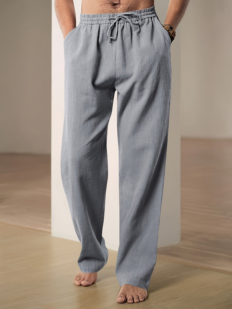 Sage | Men's Casual Trousers | Elastic Waist, Drawstring | Straight Fit