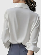 Clea | Women's Satin Blouse | Button-Up, Short Sleeve | Summer