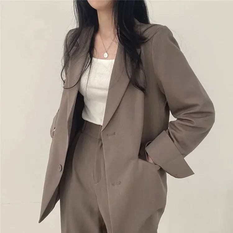Ondine | Women's Blazer & Straight-Leg Trouser Set | Solid Color