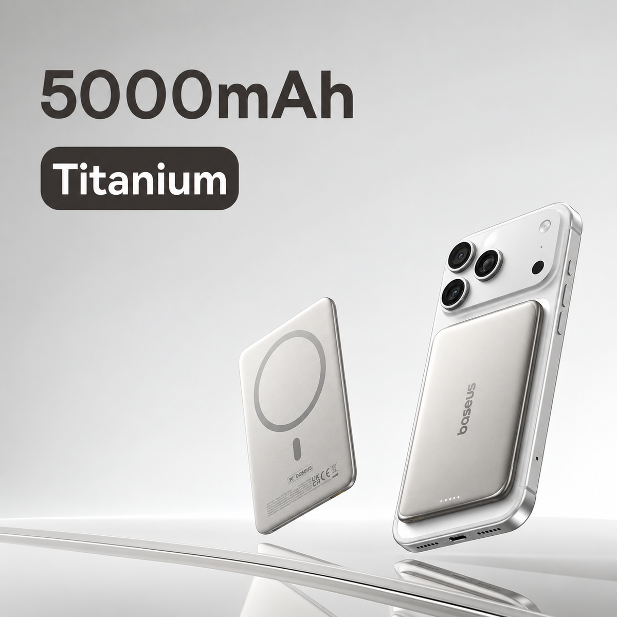 Power Bank Magnetic 5000mAh Wireless Slim iPhone Samsung Compatible