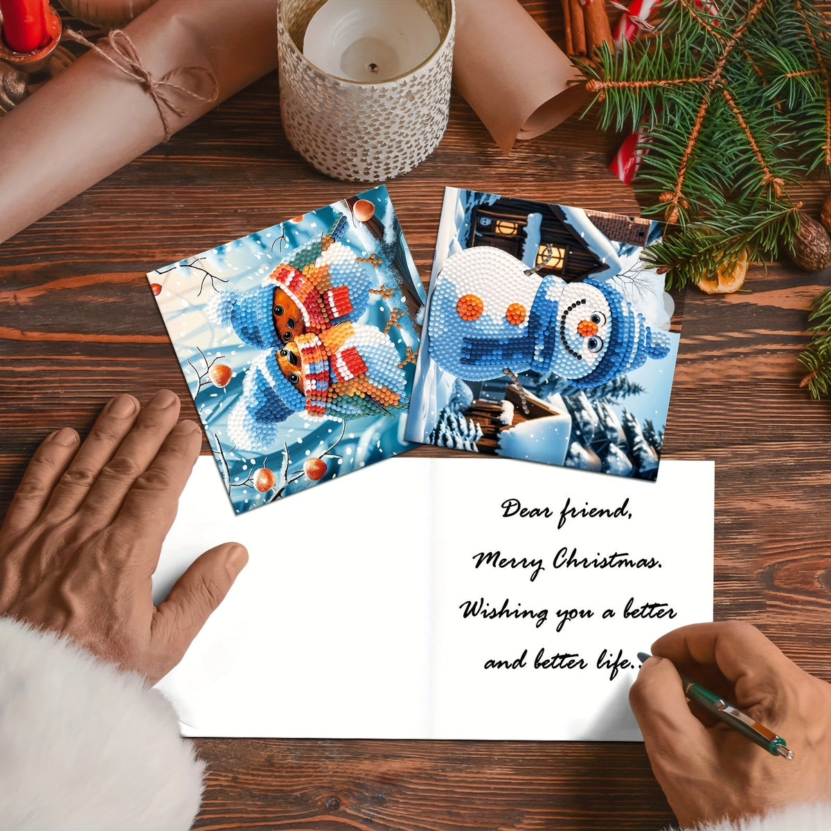 Diamond Painting Christmas Cards 12 Piece Snowman Reindeer Craft Kit