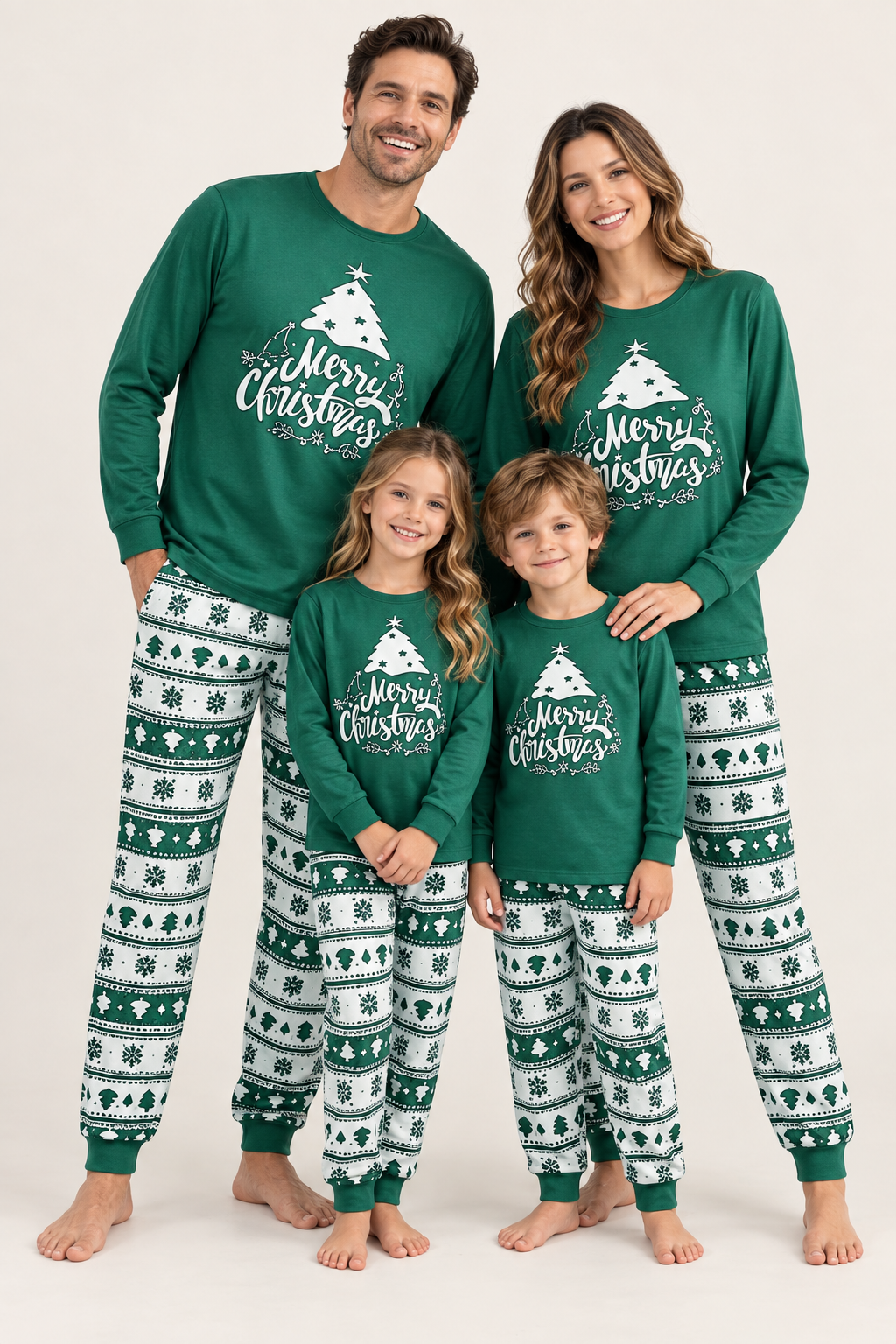 Christmas Pajamas Family Matching Sets Cotton Women Men Kids Baby