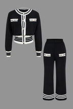 Wynne | Women's Knit Two-Piece Set | Cropped Cardigan & Wide-Leg Pants
