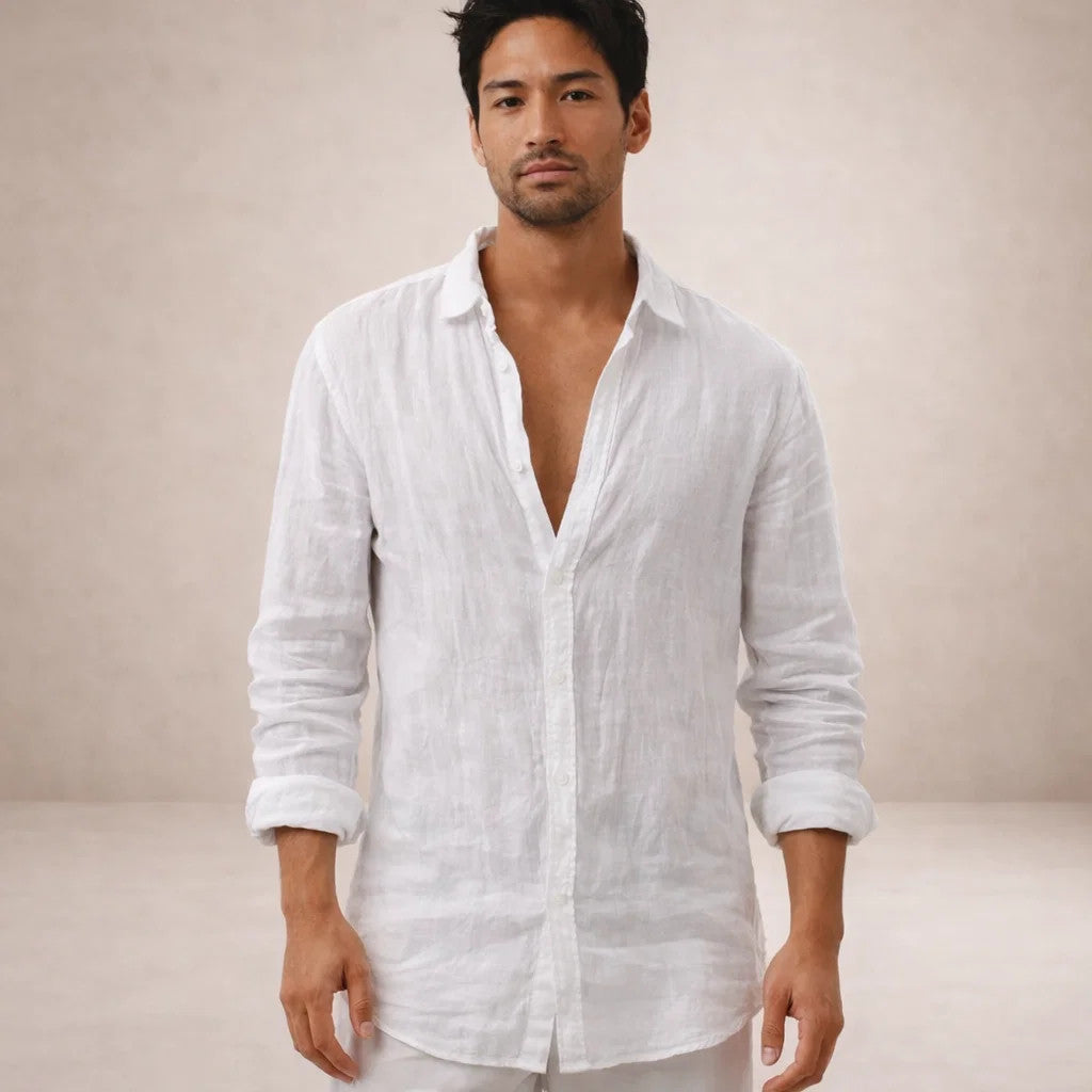 Maren | Men's Linen Shirt | Casual, Breathable | Long Sleeve, Open Collar