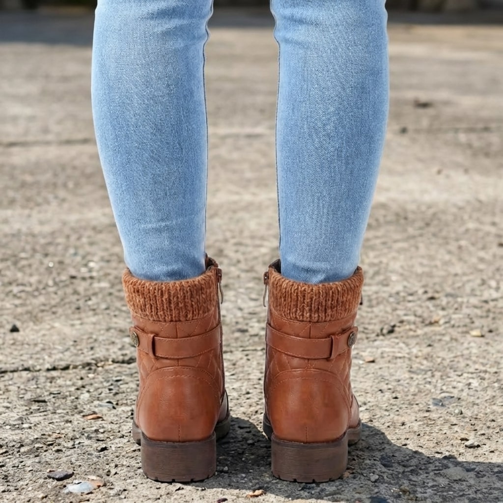 Zinnia | Women's Ankle Boots | Leather, Side Zipper, Block Heel