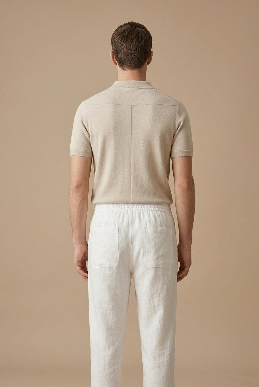 Men Woven Straight Leg Trousers Elastic Waist