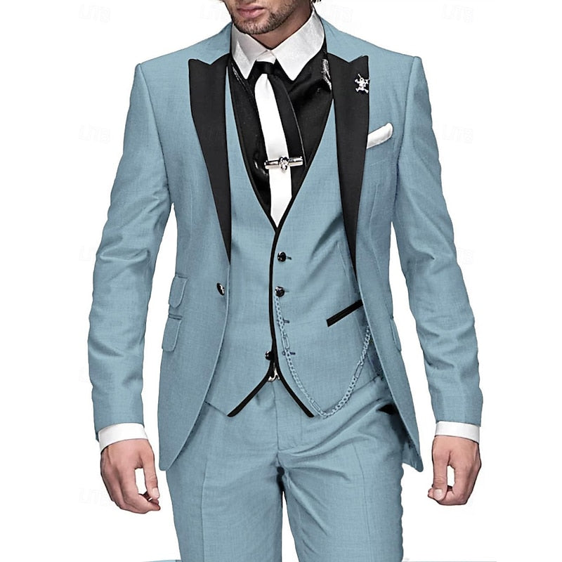 Men 3 Piece Suit Blazer Waistcoat Trousers