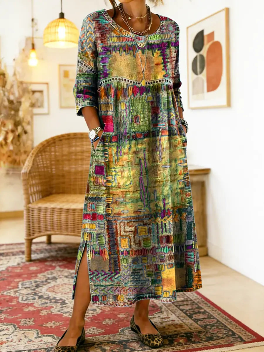 Uma | Denim Dress | Ethnic Patchwork, Loose Fit | Women's Summer