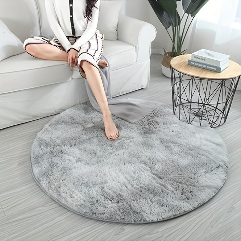 Delphine | Round Plush Rug | Tie-Dye, Soft & Non-Slip | Living Room, Bedroom