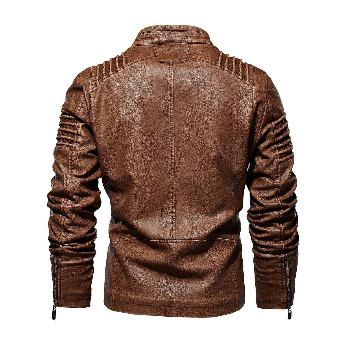 Quinn | Men's Faux Leather Jacket | Biker Style, Ribbed Sleeves | Fleece Lined