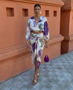 Tindra | Blouse & Skirt Set | Women's Summer Two-Piece | Floral, V-Neck