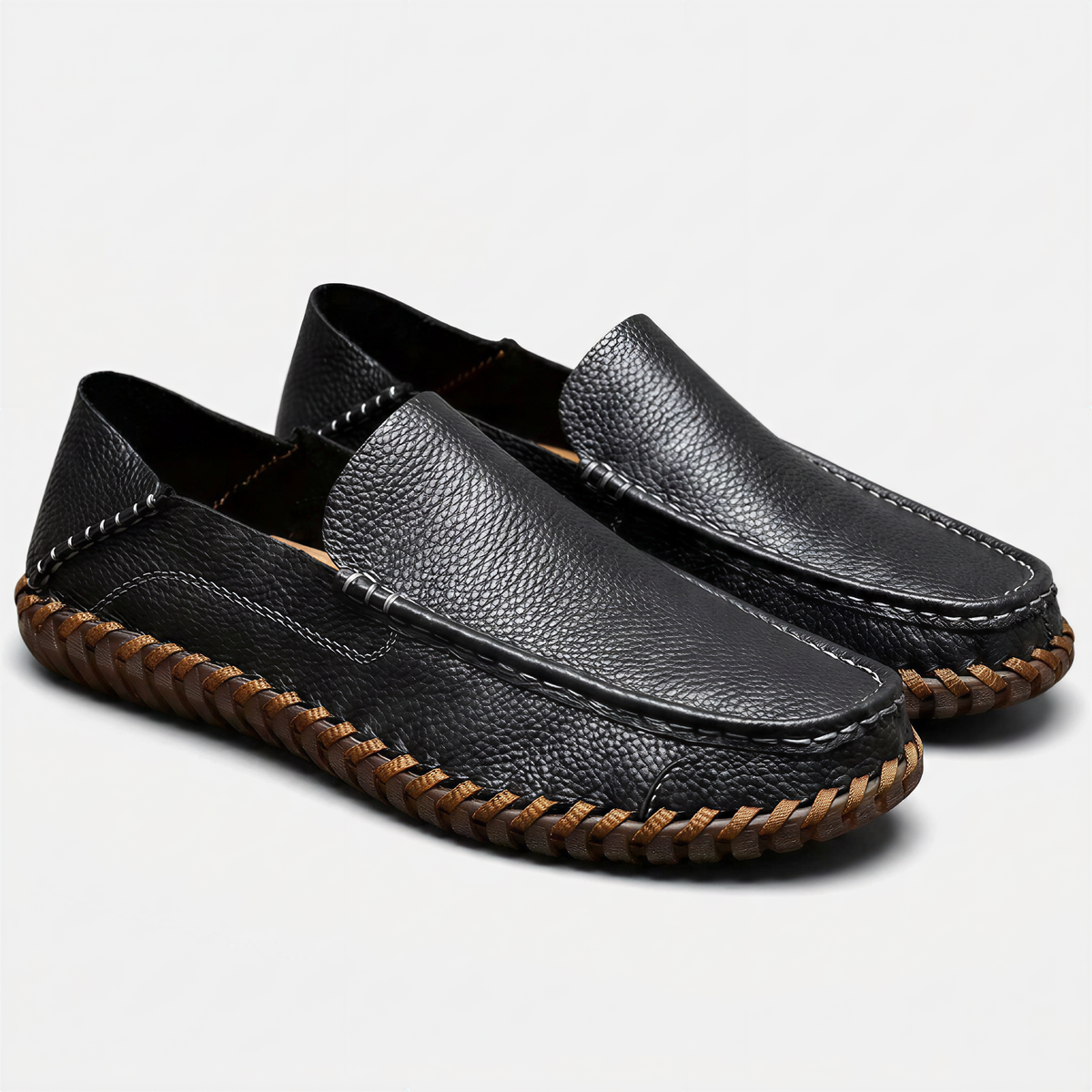 Men's Loafers | Handstitched PU Leather, Slip-On, Round Toe