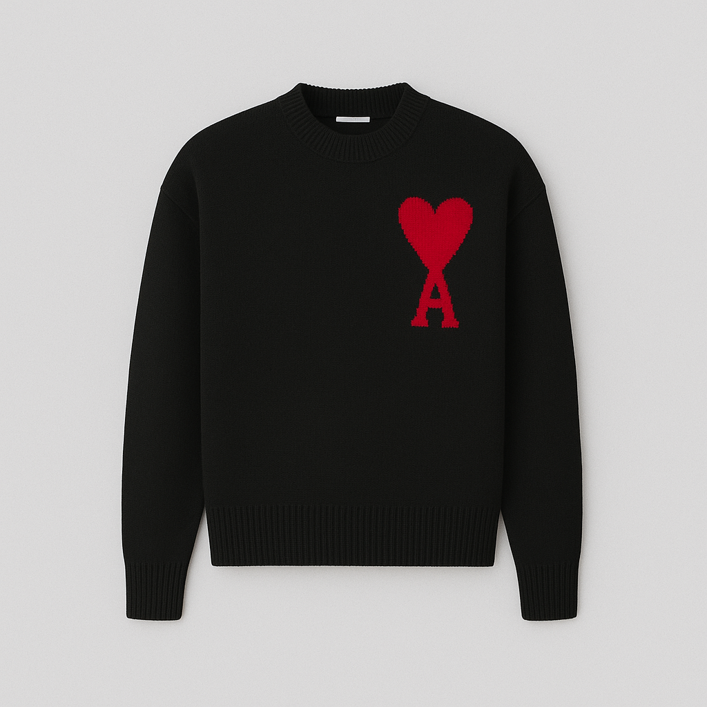 Romy | Women's Oversized Sweater | Heart Ace Print, Round Neck | All-Season