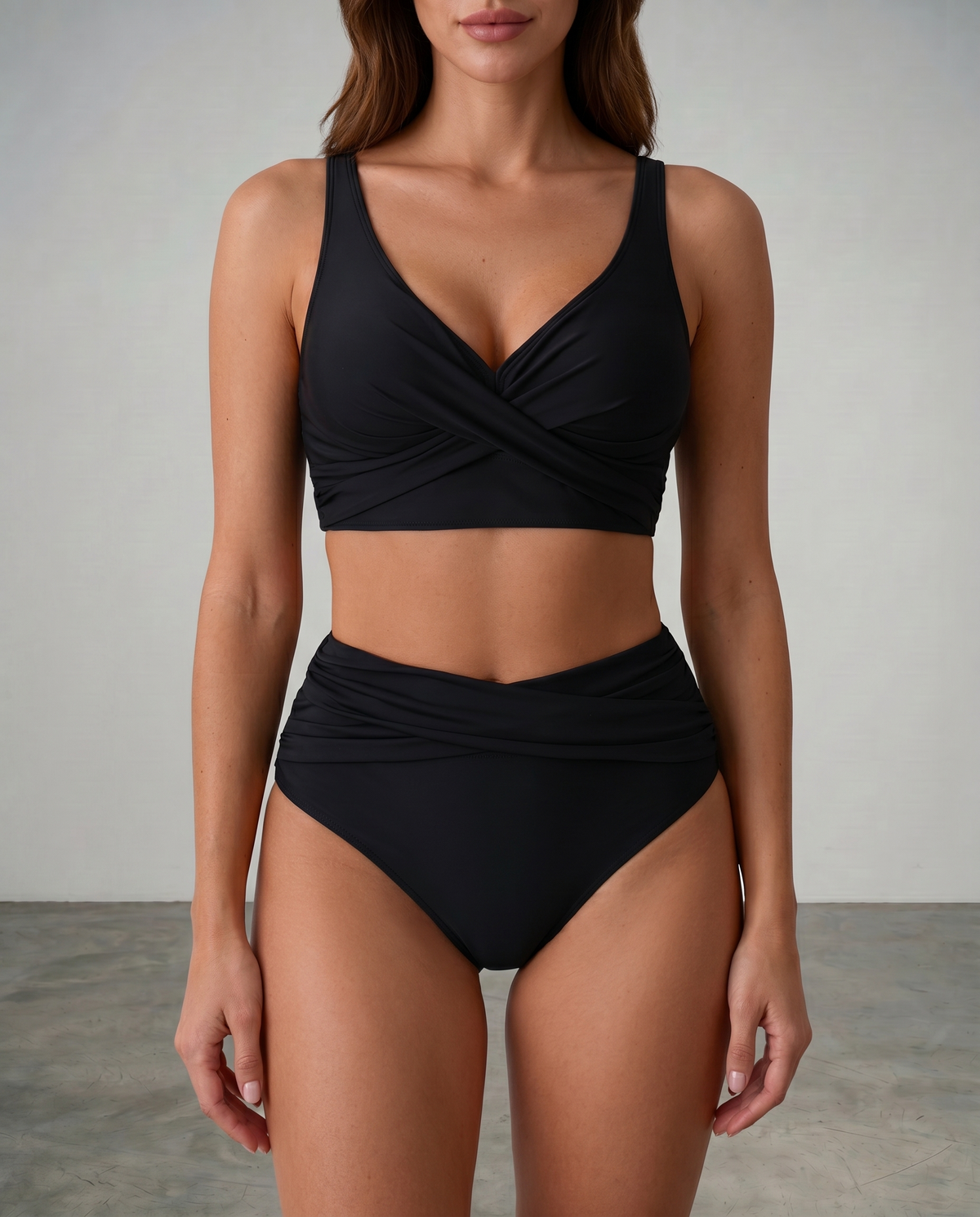 High Waist Bikini Set | Women Wrap Bikini Stretch Soft Integrated Cups