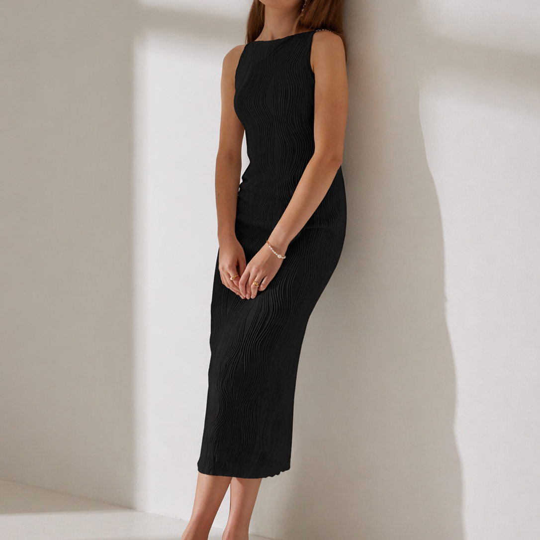 Briar | Midi Dress | Sleeveless, Textured Fabric | Fitted Silhouette