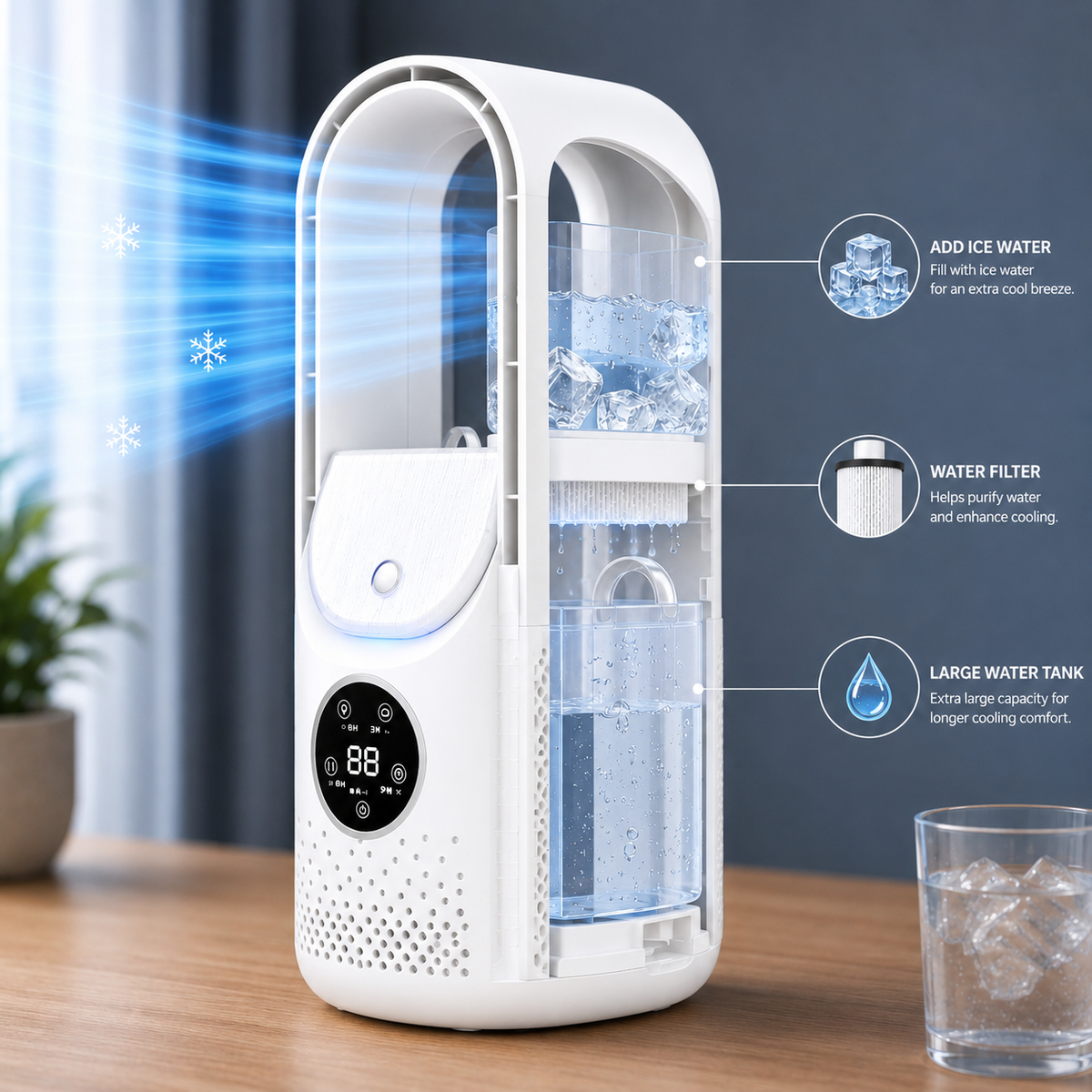 Posy | Portable Air Cooler | Bladeless, Quiet & Compact | Home & Office